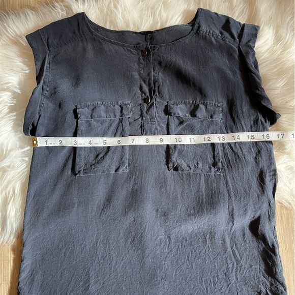 Club Monaco 100% Silk Navy Blouse - Picture 7 of 9